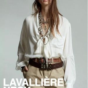 R13 Womens Lavallière Neck Blouse. Large